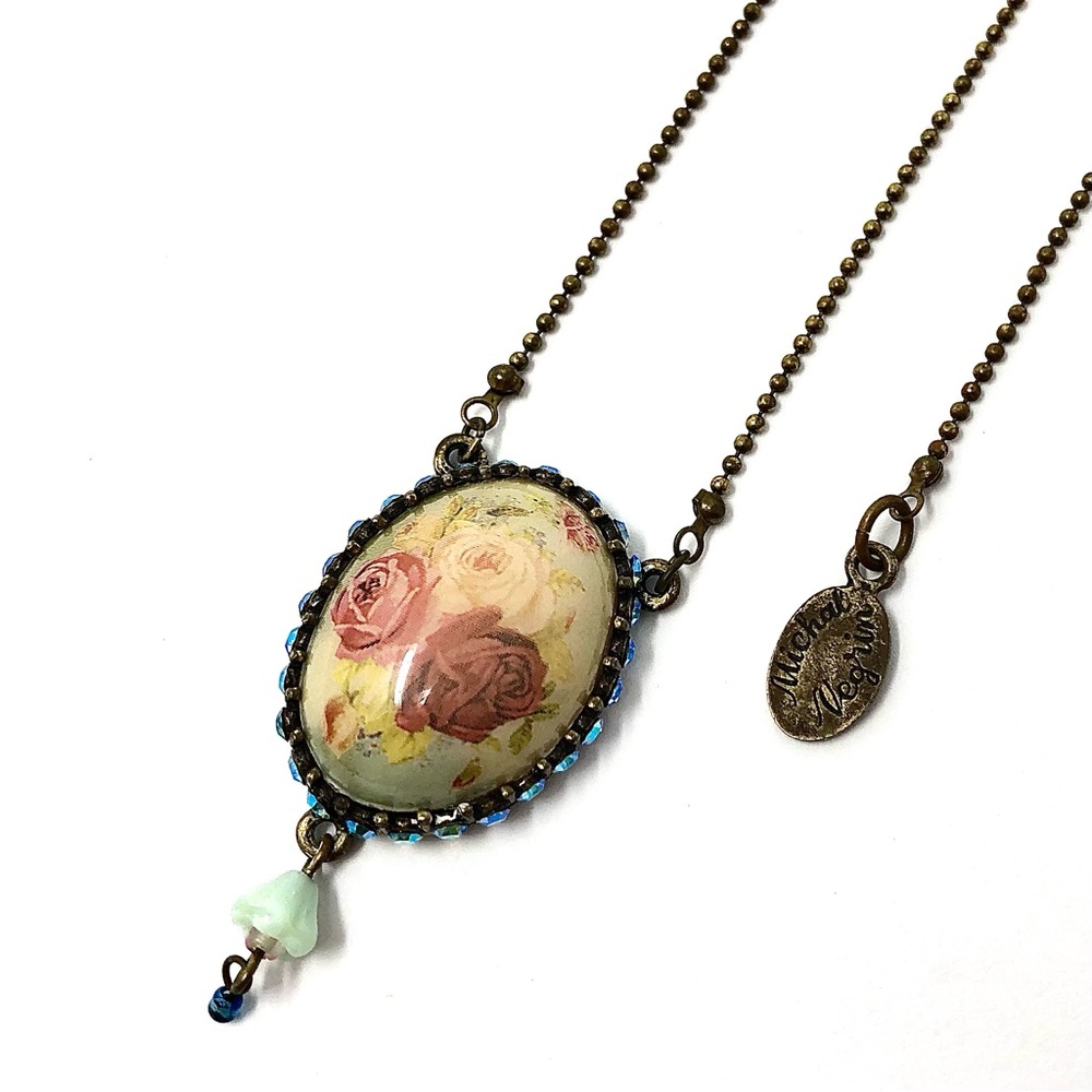 Michal Negrin Victorian-inspired floral and Swarovski crystal pendant necklace - Picture 5 of 11